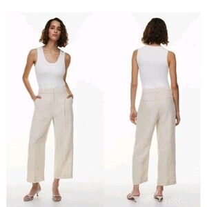 Aritzia Wilfred Pant Size 00 The Effortless Linen Cropped Pant Soft Gray